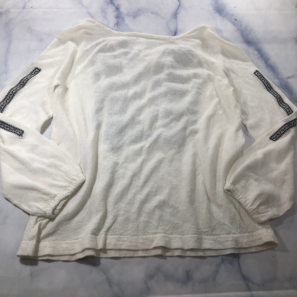 Joie Cream & Black Embroidered Peasant Blouse Top - Picture 4 of 8